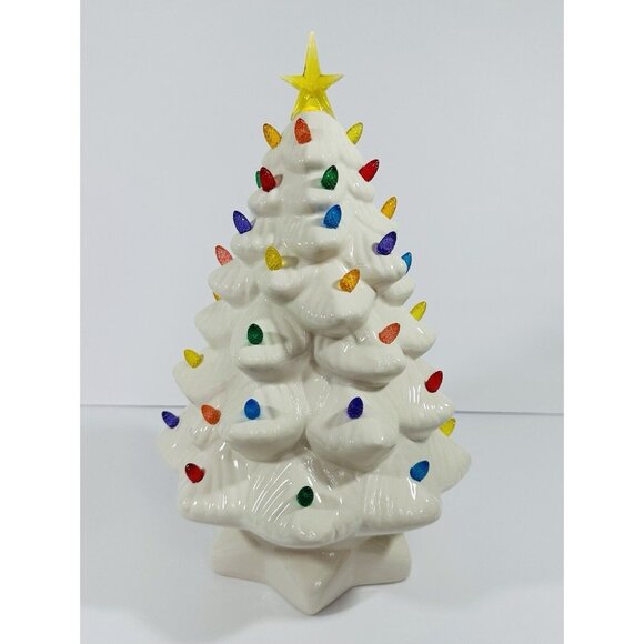 Mr Christmas Retro Nostalgic Ceramic White Lighted Christmas Tree Holiday 14” - Picture 7 of 16